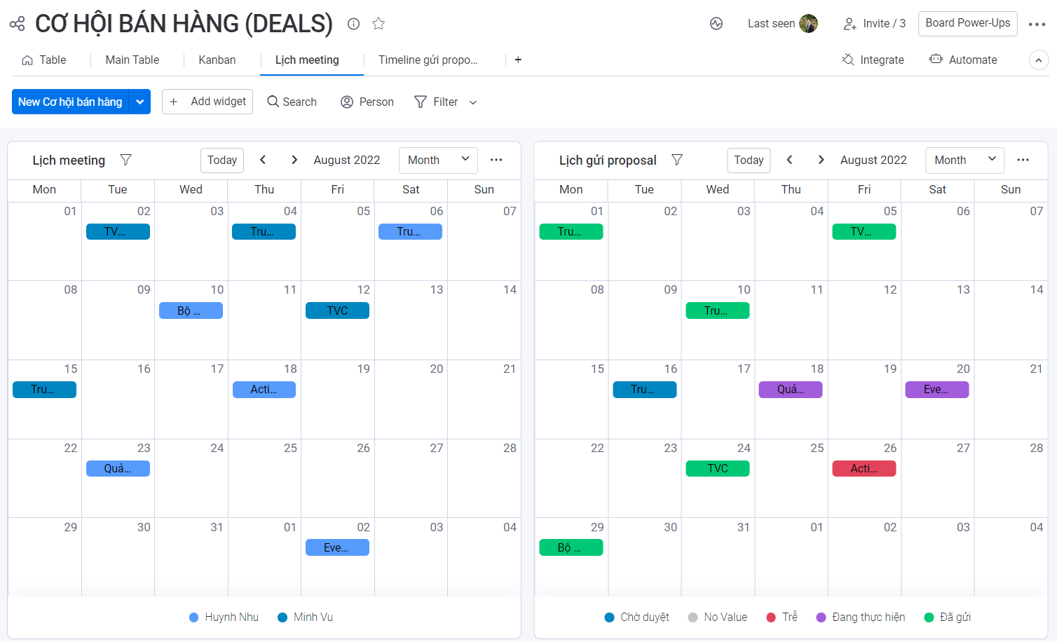 Quản lý lịch gửi proposal, lịch pitching với các khách hàng